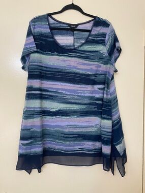 Simply Vera Vera Wang Navy, Lavender & Seafoam Striped Scoop Tunic